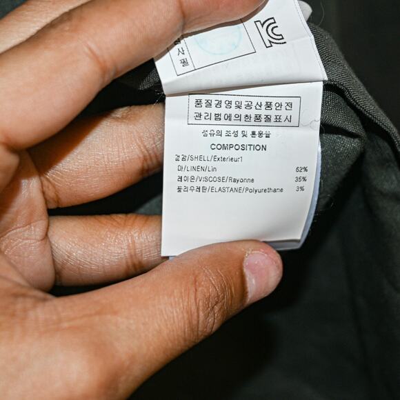 SOLID HOMME Men's Linen zip up Shirt in olive green size 48 - Picture 8 of 8